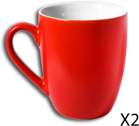 Homvare Porcelain Coffee Mug, Suitable for Both Hot and Cold Beverage Dishwasher and Microwave Safe, 10 oz - Red - 2 Pack