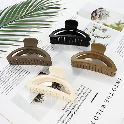 Canitor Hair Clips for Women 4Pcs Neutral Claw Clips Hair Clips for Thin Hair Medium Hair Clips Matte Claw Clips for Thin Hair Semicircle Hair Clips for Thick Hair Cute Small Hair Clips