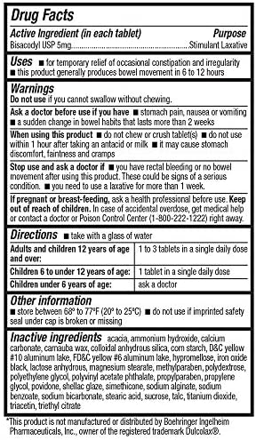 HealthA2Z Laxative (BISACODYL 5MG) 250 Count, Compare to Dulcolax® Laxative Tablets
