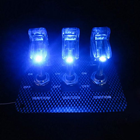 JIANFA Dc 12v Carbon Fiber Surface Panel Car Toggle Switch with Blue LED Indicator for for Racing Sport Competitive Car