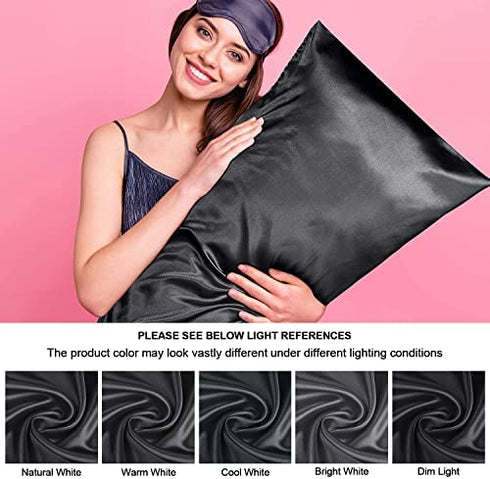 BEDELITE Satin Silk Body Pillow Pillowcase for Hair and Skin, Premium and Silky Black Long Body Pillow Case Cover 20x54 with Envelope Closure