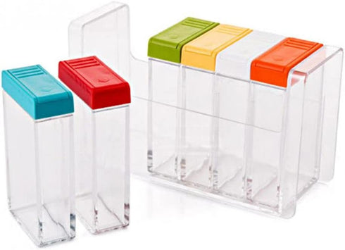 Spice Shaker, Windspeed 6 Pcs Seasoning Rack Spice Pots Storage Container Condiment Jars with Tray for Salt Sugar Cruet
