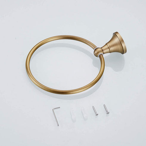 Flybath Round Towel Ring Antique Brass Hanger Hand Towel Holder for Bathroom Kitchen Accessories Wall Mounted, Brushed Bronze