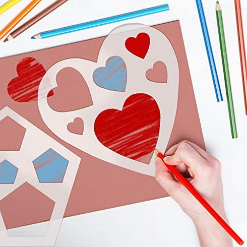 12 Pieces Chalk Stencils Set Sidewalk Plastic Stencils Drawing Stencil Template Geometry Shape Stencils for Arts and Crafts