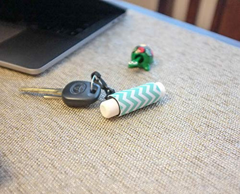 Clip-On Neoprene Chapstick Sleeve. 2 Pack Lip Balm Holder in Expressive Colors. (Mint Chevron & Gray Chevron)