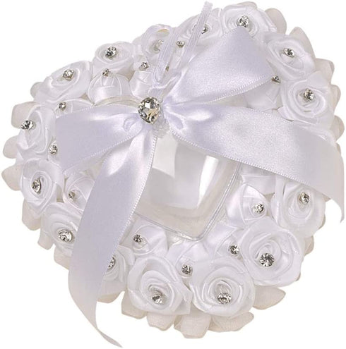Amosfun Ring Bearer Heart Shape Bride Ring Cushion Ring Pillow for Wedding Engagement Ceremony Supplies