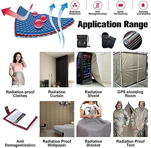 Faraday Fabric 44'' x 36'' Emf Protection Fabric, Military Grade RFID Shielding Fabric Signal Blocking Material 1 Yard, EMF Shielding, Cell Phone Signal Blocking, Bluetooth Block. 5G Shielding Fabric
