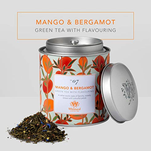 Whittard of Chelsea - Tea Discoveries Mango & Bergamot Caddy - Black Loose Leaf Tea, Vegetarian, Vegan Friendly, Resealable Tea Tin (100g, 1ct)