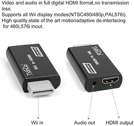 Wii HDMI Converter Adapter, Tohilkel Wii to HDMI 1080P Converter with 3.5mm Audio Output for Nintendo to Smart TV