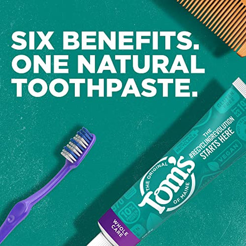 Tom's Of Maine Whole Care Natural Toothpaste With Fluoride, Wintermint, 4 oz. 3-Pack (Packaging May Vary)