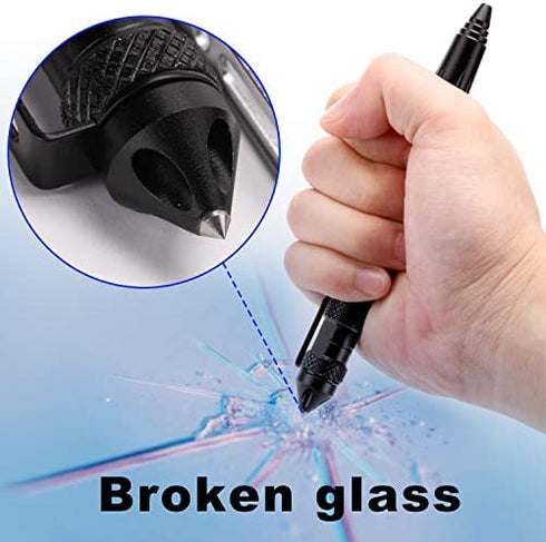 Fpxnb 2 Pack Military Tactical Pen Set with 6 Black Ballpoint Refills for Writing, Made of Tungsten Steel & Aluminum (Black, Pack of 2)