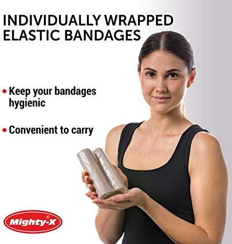 Premium Elastic Bandage Wrap - 2 Pack + 18 Extra Clips - Wide (6 inch) Compression Bandage - Stretches up to 15ft in Length