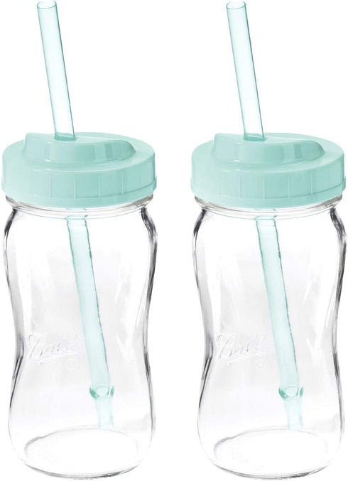 Ball 1440016024 Sip Straw Contoured Jar, 16 Oz