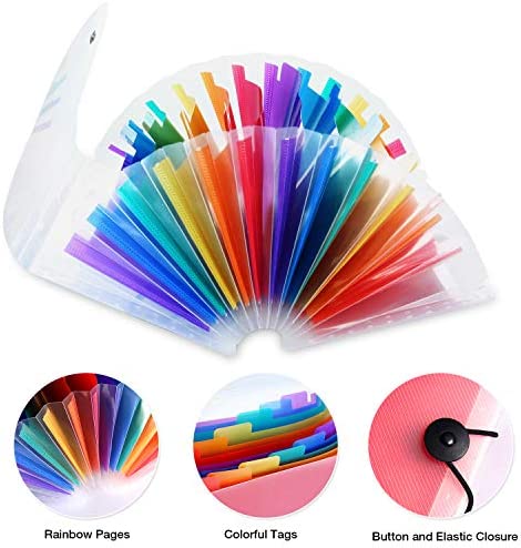 2 Pack 13-Pockets Expanding Accordion File Folder Mini Organizer Wallet for Storage Invoice/Receipt/Cards/Coupon/Tickets