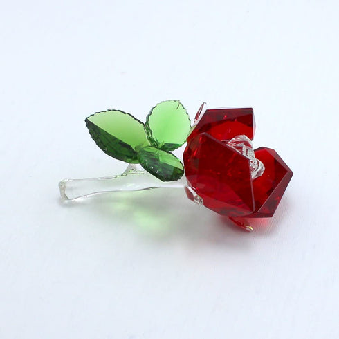 LZYUANHEN Crystal Rose Flower Paperweight Figurine Collectible Greeting Card - Anniversary Wedding Valentine's Day Gift Centerpiece Ornament Red Rose