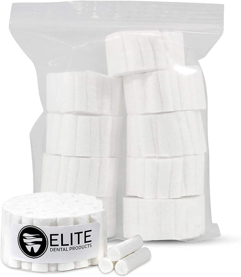 250-Pack Dental Cotton Rolls - 100% High Absorbent Rolled Cotton for Mouth and Nose - #2 Medium 1.5" Non-Sterile