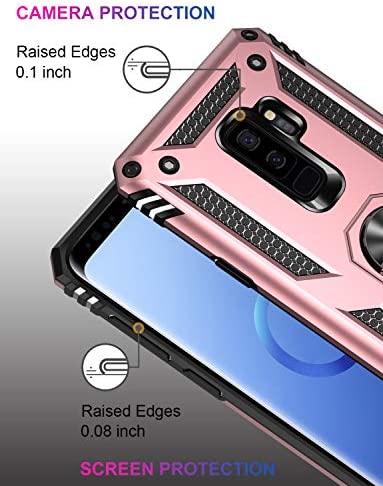LUMARKE Galaxy S9+ Plus Case,Pass 16ft Drop Test Military Grade Heavy Duty Cover with Magnetic Kickstand Compatible with Car Mount Holder,Protective Phone Case for Samsung Galaxy S9 Plus Rose Gold