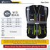 JKSafety 10 Pockets High Visibility Zipper Front Black Safety Vest with High Reflective Strips Meets ANSI/ISEA Standards (Medium, 88-Black)
