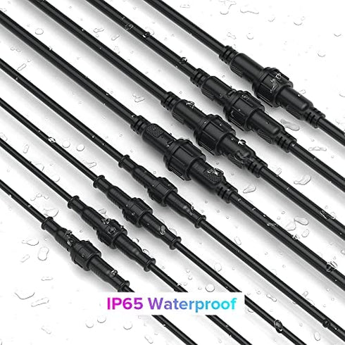BTF-LIGHTING 3 Pin Electrical Connector 22AWG IP65 Male Female Connector 7.87in/20cm Extension Cable for Car,Truck,Boat,Indoor/Outdoor LED Strip Lights/String 15mm Nut Small Size 5 Pairs