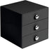 iDesign 35360 3-Drawer Plastic Vanity Organizer, Compact Storage Organization Set for Cosmetics, Dental Supplies, Hair Care, Bathroom, Dorm, Desk, Countertop, Office, 6.5" x 6.5" x 6.5", Black