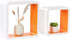 Homewell Set of 2 Cube Floating Shelves, Wood Wall Shelves for Home Decoration, Storage Display Rack, White+Orange.