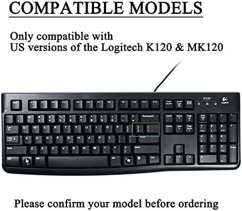 Silicone Keyboard Cover Skin for Logitech K120 & MK120 Ergonomic Desktop USB Wired Keyboard Waterproof Protector Accessories (Black)
