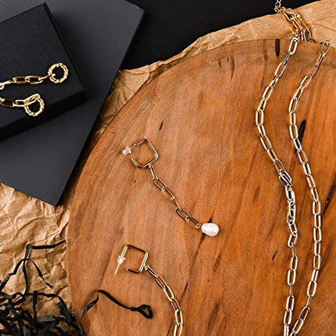 30 Feet Paperclip Link Chain Gold Chain Oval Link Chain and 400 Pieces 6 mm Gold Round Bead with 20 Pieces Lobster Clasps, 200 Pieces Jump Rings for DIY Necklace Bracelet Choker Jewelry Making