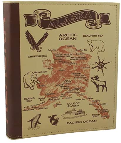 Embossed Vintage Map Alaska Photo Album Holds 96 4x6 Photo Safe