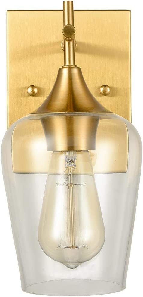 Brass 2 Pack Glass Sconces Clear Glass Wall Sconces Industrial Bathroom Vanity Lighting