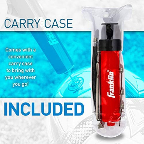 Franklin Sports Ball Pump Kit -7.4" Sports Ball Pump with Needle - Perfect for Basketballs, Soccer Balls and More - Complete Hand Pump Kit with Needles, Flexible Hose, Air Pressure Gauge and Carry Bag