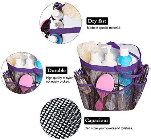 Attmu Mesh Shower Caddy Portable for College Dorm Room Essentials with 8 Pockets, Hanging Shower Caddy Basket Tote Bag Toiletry Accessories for Bathroom