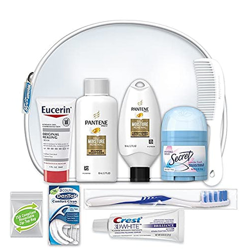 Convenience Kits International Women's Deluxe 10 Piece Kit with Travel Size TSA Compliant Essentials Featuring: Pantene Hair Products in Reusable Toiletry Zippered Bag