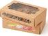 Yotruth 8x5.3x2" Pastry and Cookie Gift Box Bakery Craft Brown Treat Box Pop-up Easy Assembly With Clear Display Window 24 Pack