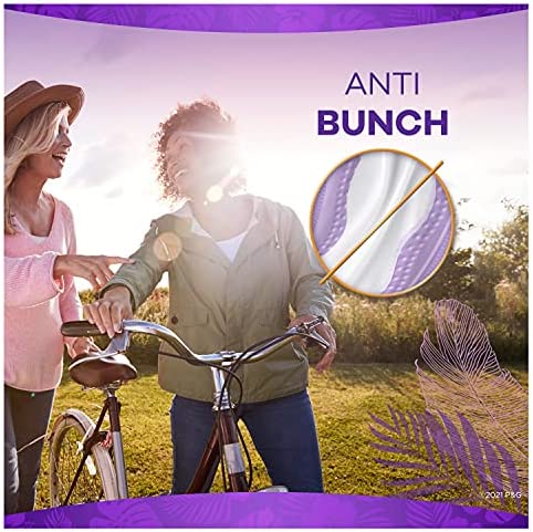 Always Anti-Bunch Xtra Protection, Panty Liners For Women, Light Absorbency, Long Length, Leakguard + Rapiddry, Unscented, 40 Count
