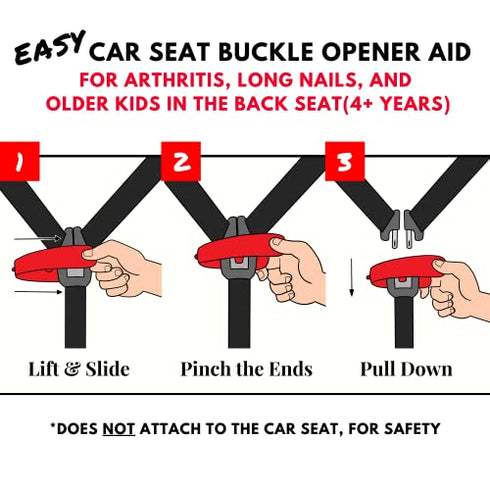UnbuckleMe Car Seat Buckle Release Tool - As Seen on Shark Tank - Makes it Easy to Unbuckle a Child's Car Seat - Easy Tool for Parents, Grandparents & Older Children (1 Pack, Gray & White)