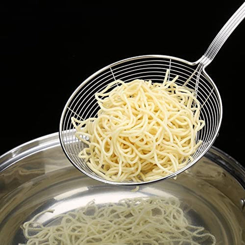 Artyea Skimmer, Stainless Steel Spider Strainer, Ladle for Pasta, Spaghetti, Noodles and Frying in Kitchen – 6 Inches Bowl, 16.4 x 1.2 x 0.6 inches, silver