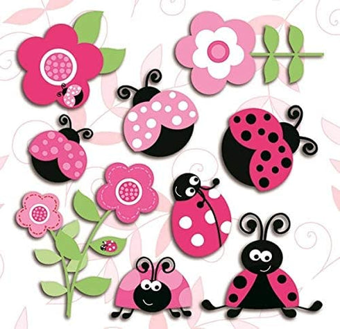 Home Decor Line CR-14506 Pink Ladybugs 3D Wall Decals,