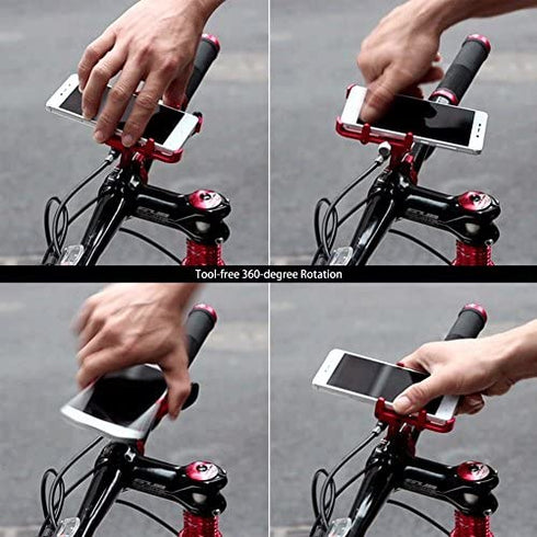 GUB Plus 6 Aluminum MTB Bicycle 3.5-6.2" Motorcycle Phone Holder Support GPS Mount for Bike Handlebar Accessories (Black-Red)