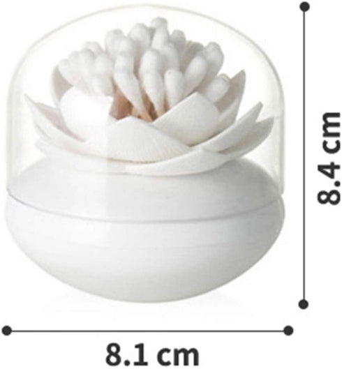 DOITOOL 2 Pcs Qtips Holder Canisters Lotus Flower Shaped Cotton Swab Holder Cotton Bud Toothpick Dispenser with Lid for Home Kitchen