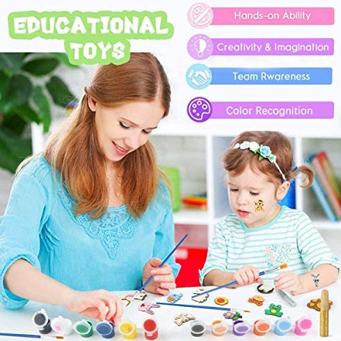 CHOKMAX Paint Your Own Wooden Magnet, 30pcs Fridge Wood Magnets Craft and Art Painting Supplies for Kids Best DIY Creativity Gifts Party Favors for Boys and Girls Age 4-8