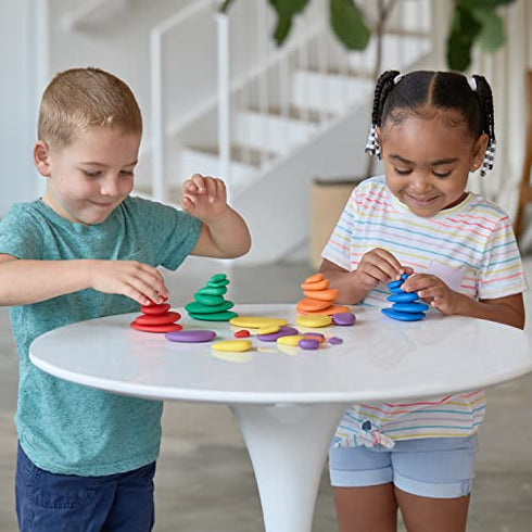 Rainbow Pebbles - Mini Jar - 30 Sorting and Stacking Stones - Early Math Manipulative