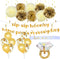 MEYSIMOON Bachelorette Party Decorations Kit Bridal Shower Supplies Gold Kit Ring Balloons,Gold Glitter Sip Sip Banner,Swirl,Paper Pom Poms,Bride to Be Sash for Hens Party Decoration