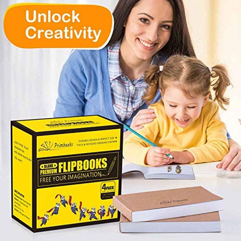 PRIMBEEKS Premium Blank Flip Book Paper, 4 pack(90 sheets, 180 pages per pack) No Bleed Flip Books Kit, 4.5" x 2.5" Animation Paper for Animation, Sketching, Cartoon Creation