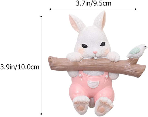 KESYOO Rabbit Wall Hook Resin Bunny Coat Hooks Wall Mount Decorative Animal Figurine Hooks Rack Hangers Holders for Clothes Towels Robe Keys Hats Bags Cable Wire