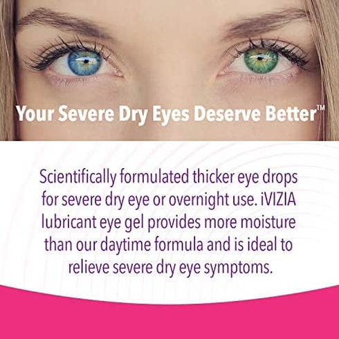 iVIZIA Lubricant Eye Gel for Severe and Nighttime Dry Eye Relief, Preservative-Free, Moisturizing, 30 Sterile Single-Use Vials