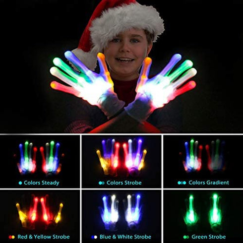 Aywewii Light Up Gloves, LED Gloves LED Shoelaces Set Rainbow Flashing Finger Gloves Toys for 5 6 7 8 9 10 11 12 13 14 15 16 Years Old Boys Girls, LED Toys for Xmas Birthday Party Favor