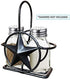 Black Rustic Texas Star Salt and Pepper Holder - Country Farmhouse Iron Metal Primitive Kitchen Countertop Holders, Western Style Caddy for Shakers, Table Counter Decor (Salt & Pepper Shaker Holder)