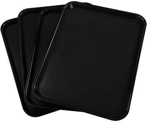 Ramddy Black Serving Trays, Plastic Fast Food Trays, Set of 4
