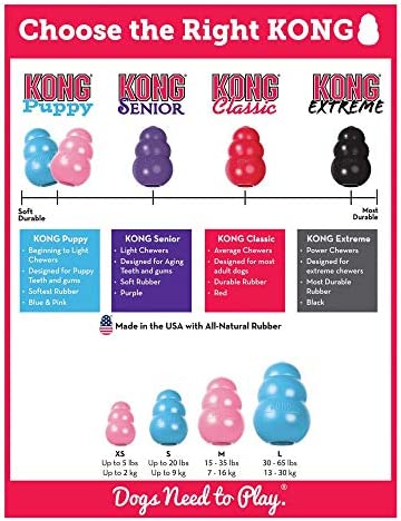 KONG - Puppy Toy Natural Teething Rubber - Fun to Chew, Chase and Fetch (Color May Vary) - for Extra Small Puppies