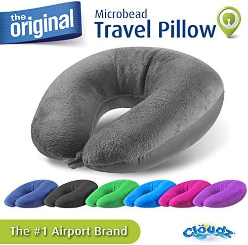 Cloudz Microbead Travel Neck Pillow - Grey